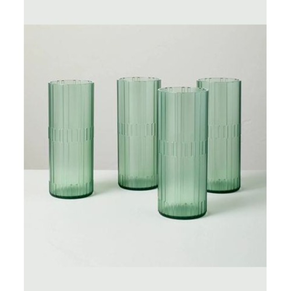 4pk 16.6oz Textured Acrylic Tall Tumblers Green - Hearth & Hand Magnolia